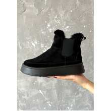 Зимние черные Ботинки (челси) на овчине VM-Villomi Натуральная замша р.38 (ug04)