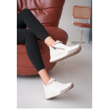 Ботинки светло-бежевые Весна/Осень на байке VM-Villomi Натуральная кожа р.37 (17643b)