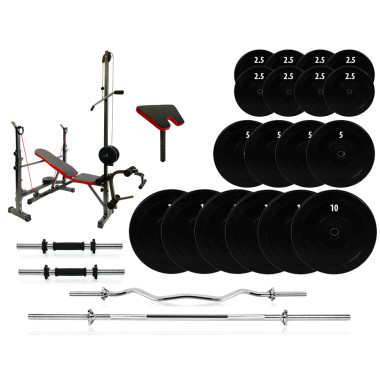 Лавка L910+Штанга наборная+гантели NEO-SPORT Гриф прямой+Гриф W-образный (118 кг)