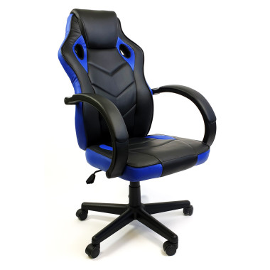 Кресло офисное компьютерное 7F RACER EVO ЭKO-кожа Черное/Синее (UT-C5914)