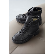 Укороченные Ботинки черного цвета VM-Villomi Кожа/Замша/Овчина р.36 (astra24ch)