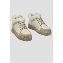 Зимние кремовые кеды на овчине VM-Villomi Кожа/Замша р.36 (81907)