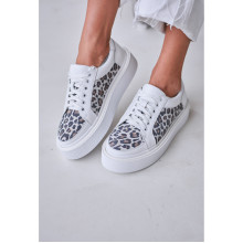 Белые кеды (кроссовки) под леопарда VM-Villomi Натуральная кожа/замша р.36 (Lusi13)