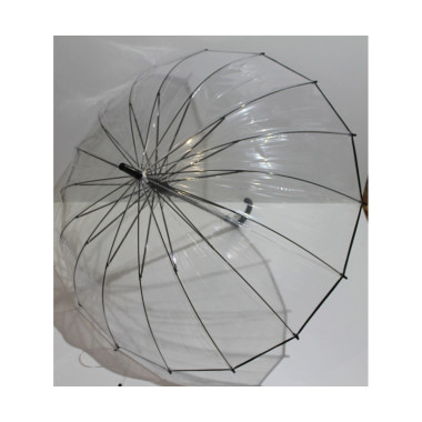Зонт Прозрачный Fiaba на 16 спиц (карбон) трость полуавтомат (ф310/0)