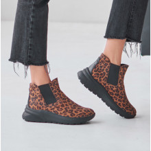 Демисезонные ботинки (челси) под леопард на резинке VM-Villomi Натуральный Нубук/Байка р.36 (17641)
