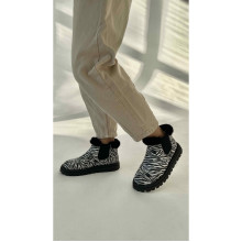 Зимние укороченные Ботинки на овчине VM-Villomi Зебра Натуральная кожа р.39 (ug02)